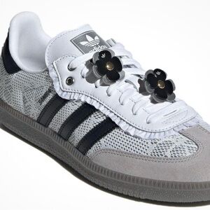 Adidas White and Black Sneakers with Floral Details 8